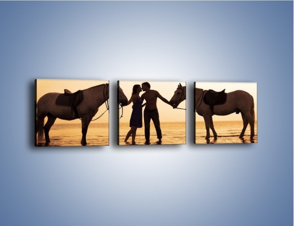 Obraz na płótnie – Miłość morze i konie – trzyczęściowy L253W1