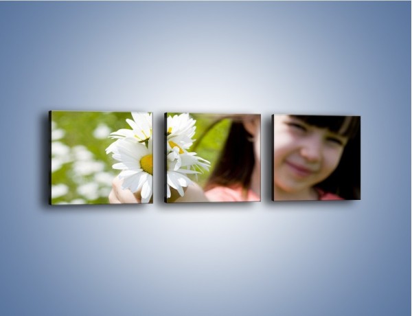 Obraz na płótnie – Kwiatki od małej dziewczynki – trzyczęściowy L255W1