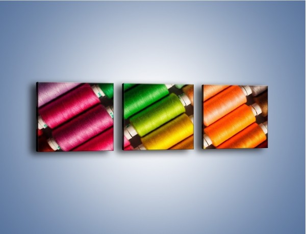 Obraz na płótnie – Szpulki kolorowych nici – trzyczęściowy O035W1