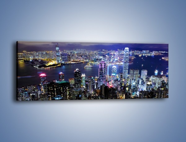 Obraz na płótnie – Nocna panorama Hong Kongu – jednoczęściowy panoramiczny AM772