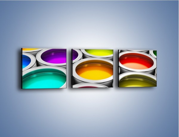 Obraz na płótnie – Paleta kolorowych pojemniczków – trzyczęściowy O253W1