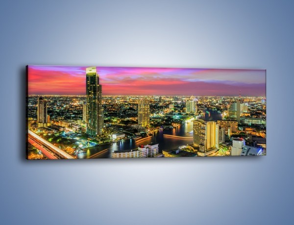 Obraz na płótnie – Zmierzch nad Bangkokiem – jednoczęściowy panoramiczny AM773