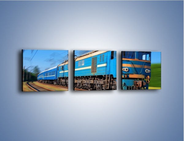 Obraz na płótnie – Pociąg pasażerski w ruchu – trzyczęściowy TM023W1