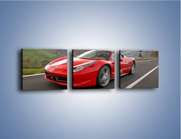 Obraz na płótnie – Czerwone Ferrari 458 Italia – trzyczęściowy TM194W1