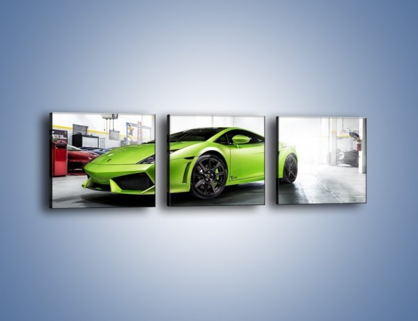 Obraz na płótnie – Lamborghini Gallardo w garażu – trzyczęściowy TM205W1