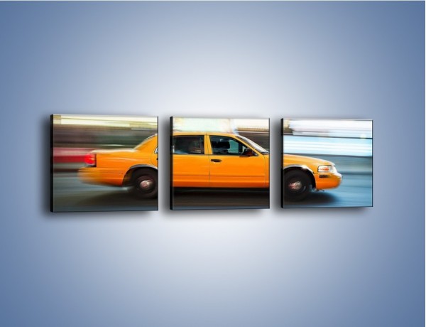 Obraz na płótnie – Żółta taksówka w ruchu – trzyczęściowy TM221W1
