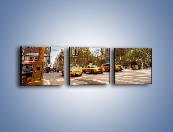 Obraz na płótnie – Taksówki na Fifth Avenue – trzyczęściowy TM223W1