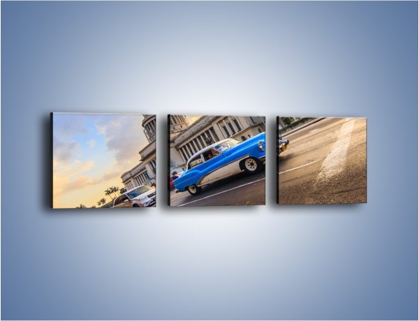 Obraz na płótnie – Samochody na ulicach Hawany – trzyczęściowy TM243W1