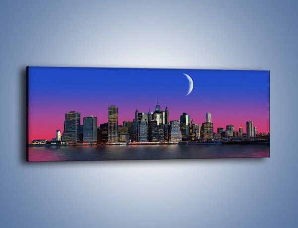Obraz na płótnie – Księżyc nad Manhattanem – jednoczęściowy panoramiczny AM790