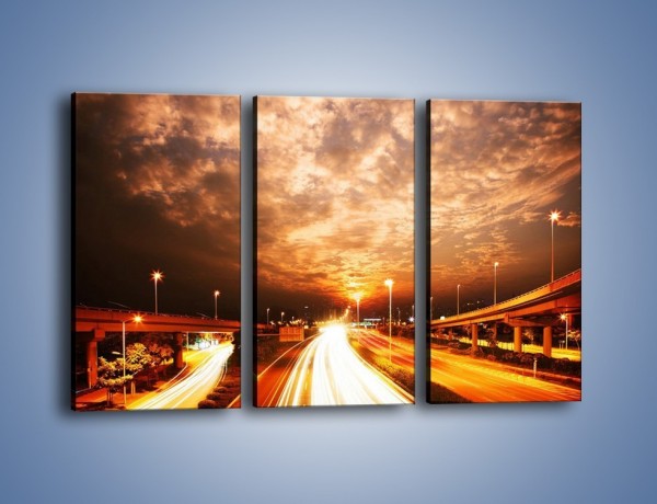 Obraz na płótnie – Oświetlona autostrada w ruchu – trzyczęściowy AM021W2