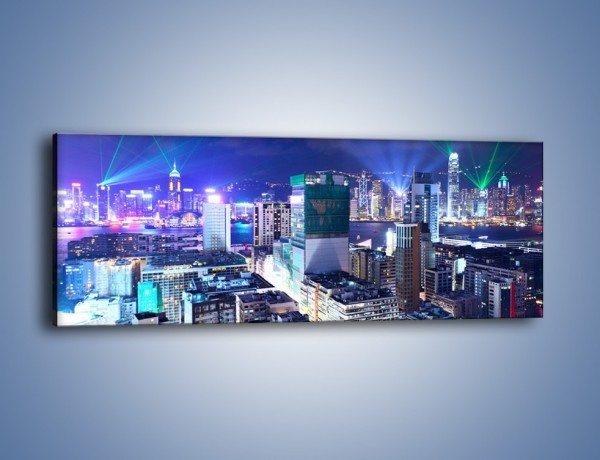Obraz na płótnie – Pokaz laserów nad Hong Kongiem – jednoczęściowy panoramiczny AM796