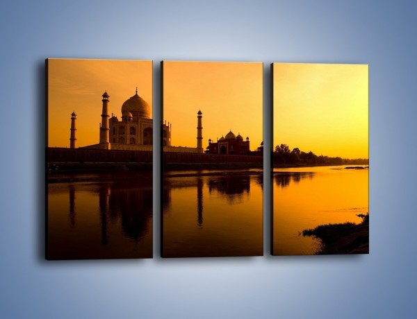 Obraz na płótnie – Taj Mahal o zachodzie słońca – trzyczęściowy AM075W2