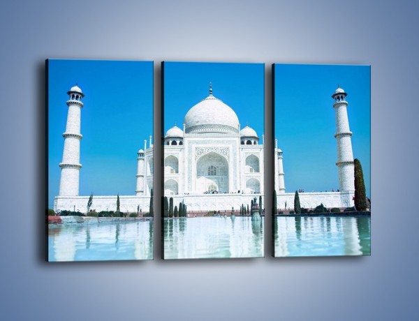 Obraz na płótnie – Taj Mahal pod błękitnym niebem – trzyczęściowy AM077W2