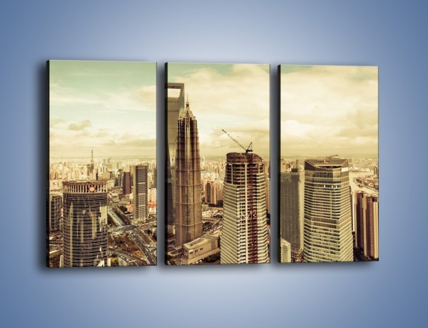 Obraz na płótnie – Panorama miasta w ciągu dnia – trzyczęściowy AM128W2
