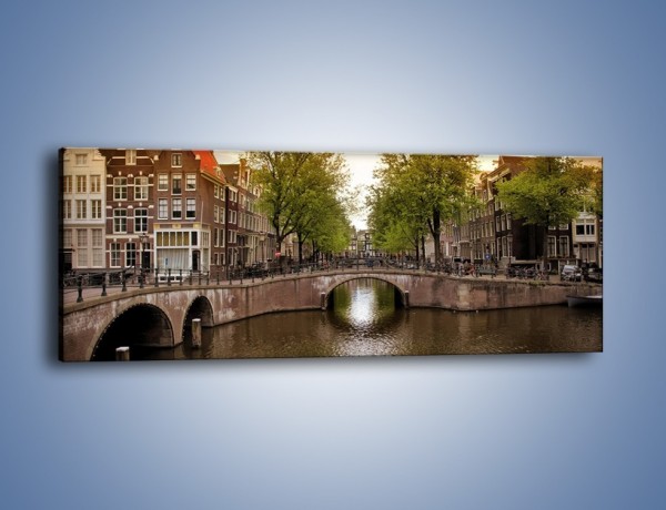 Obraz na płótnie – Amsterdamski kanał – jednoczęściowy panoramiczny AM800