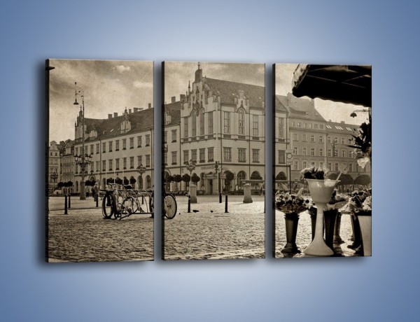 Obraz na płótnie – Rynek Starego Miasta w stylu vintage – trzyczęściowy AM138W2