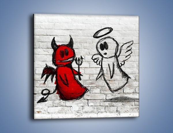 Obraz na płótnie – Rozmowa świętego z diabłem – jednoczęściowy kwadratowy GR235