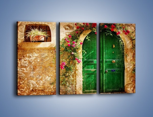 Obraz na płótnie – Drzwi w greckim domu vintage – trzyczęściowy AM192W2
