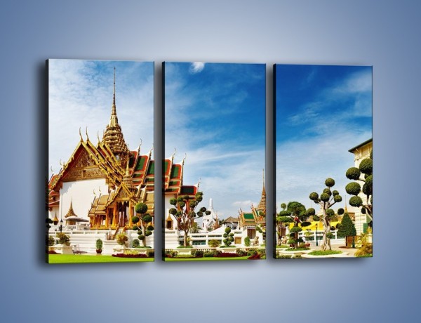 Obraz na płótnie – Tajska architektura pod błękitnym niebem – trzyczęściowy AM197W2