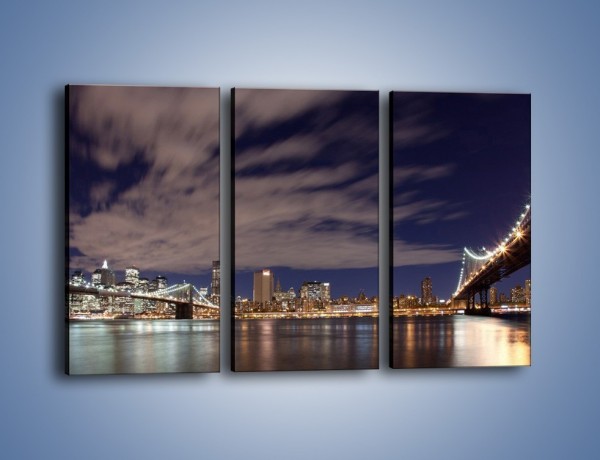Obraz na płótnie – Rozświetlone nowojorskie mosty – trzyczęściowy AM204W2