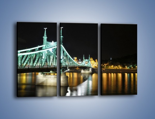 Obraz na płótnie – Oświetlony most w nocy – trzyczęściowy AM208W2