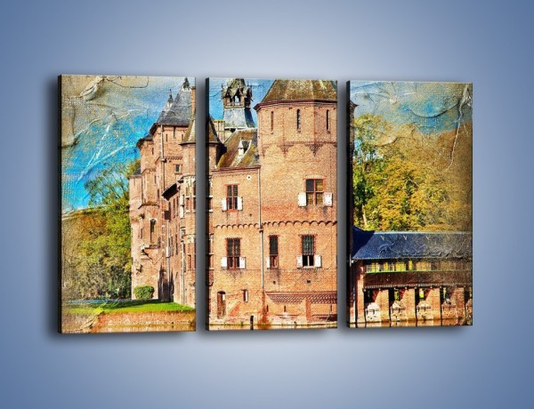 Obraz na płótnie – Zamek nad wodą w stylu vintage – trzyczęściowy AM262W2