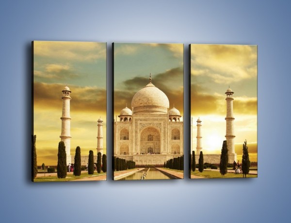 Obraz na płótnie – Tadź Mahal o zachodzie słońca – trzyczęściowy AM285W2