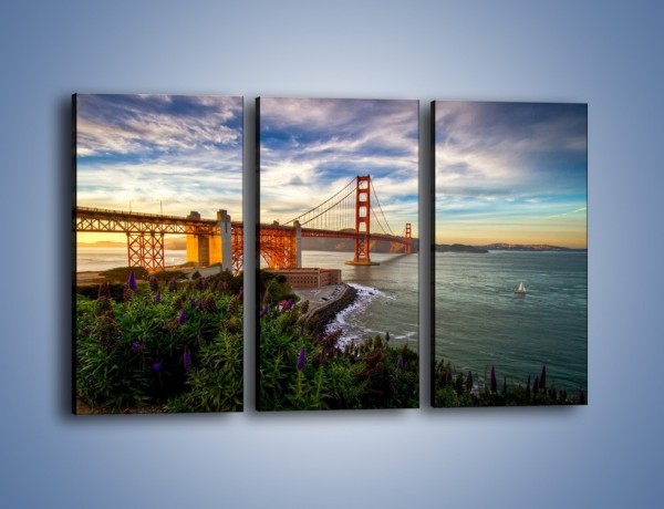 Obraz na płótnie – Most Golden Gate o zachodzie słońca – trzyczęściowy AM332W2