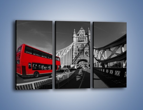 Obraz na płótnie – Tower Bridge i czerwony autobus – trzyczęściowy AM394W2