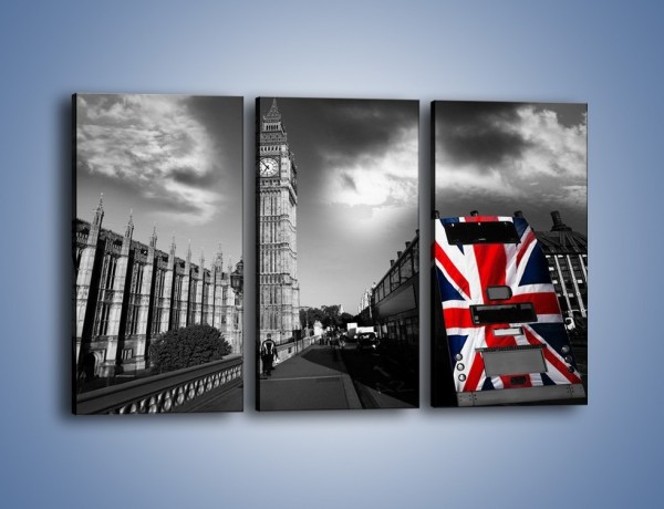 Obraz na płótnie – Big Ben i autobus z flagą UK – trzyczęściowy AM396W2