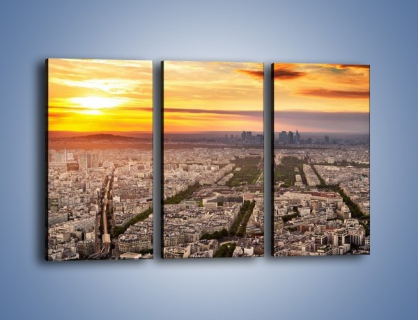 Obraz na płótnie – Zachód słońca nad Paryżem – trzyczęściowy AM420W2