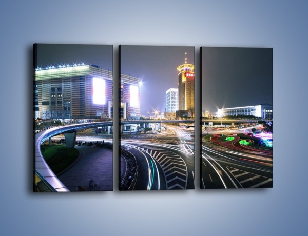 Obraz na płótnie – Oświetlone skrzyżowanie ulic w Szanghaju – trzyczęściowy AM446W2