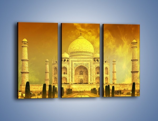 Obraz na płótnie – Tadź Mahal w żółtym kolorze – trzyczęściowy AM465W2