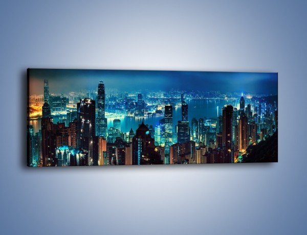 Obraz na płótnie – Panorama Hong Kongu w nocy – jednoczęściowy panoramiczny AM819