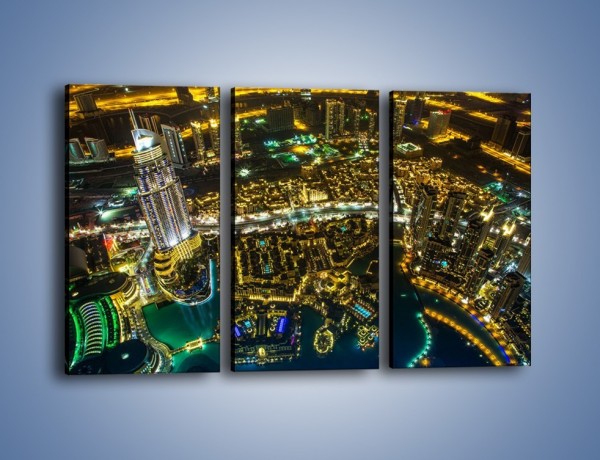Obraz na płótnie – Dubaj nocą z lotu ptaka – trzyczęściowy AM507W2
