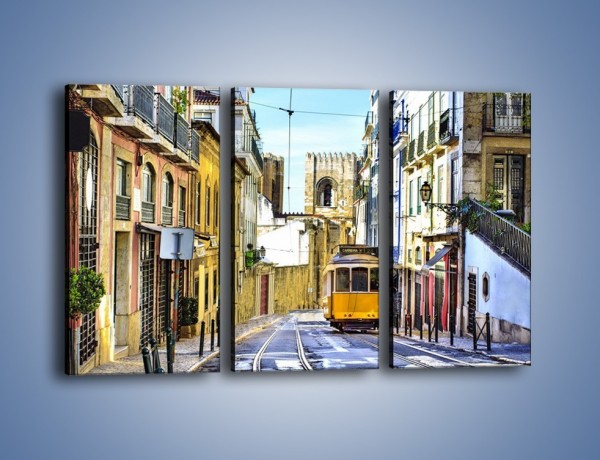 Obraz na płótnie – Romantyczna uliczka w Lizbonie – trzyczęściowy AM530W2