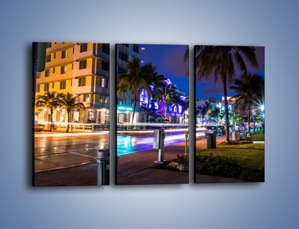 Obraz na płótnie – Ulice Miami nocą – trzyczęściowy AM536W2
