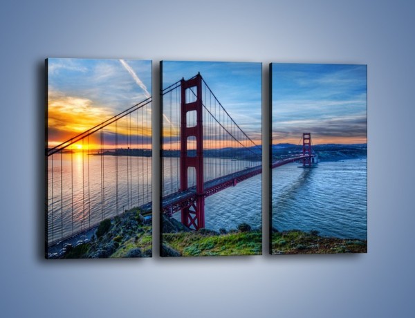 Obraz na płótnie – Wschód słońca nad mostem Golden Gate – trzyczęściowy AM539W2