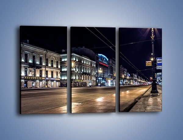 Obraz na płótnie – Ulica w Petersburgu nocą – trzyczęściowy AM544W2