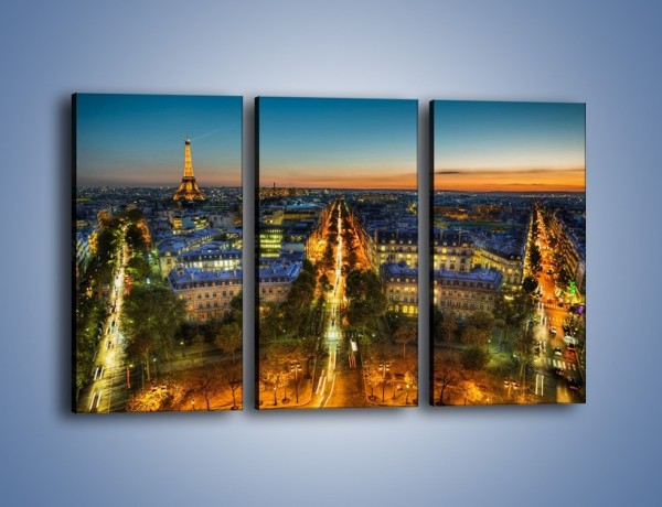 Obraz na płótnie – Rozświetlony Paryż wieczorową porą – trzyczęściowy AM549W2