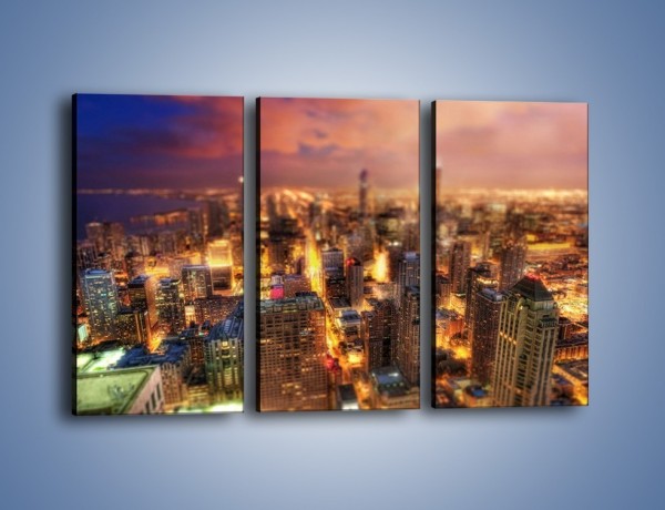 Obraz na płótnie – Rozmyta panorama Chicago – trzyczęściowy AM562W2