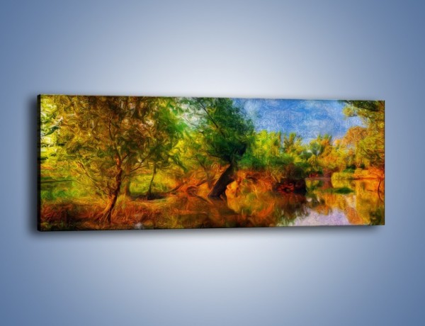 Obraz na płótnie – Drzewa w wodnym lustrze – jednoczęściowy panoramiczny GR010