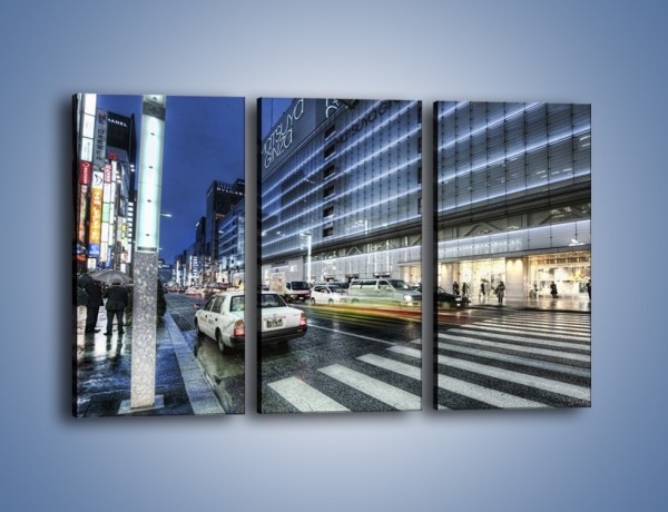 Obraz na płótnie – Ulica Tokyo w deszczu – trzyczęściowy AM613W2