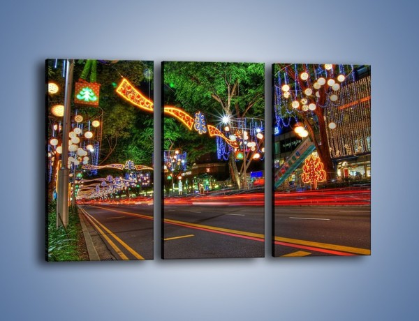Obraz na płótnie – Noworoczne dekoracje w Singapurze – trzyczęściowy AM616W2