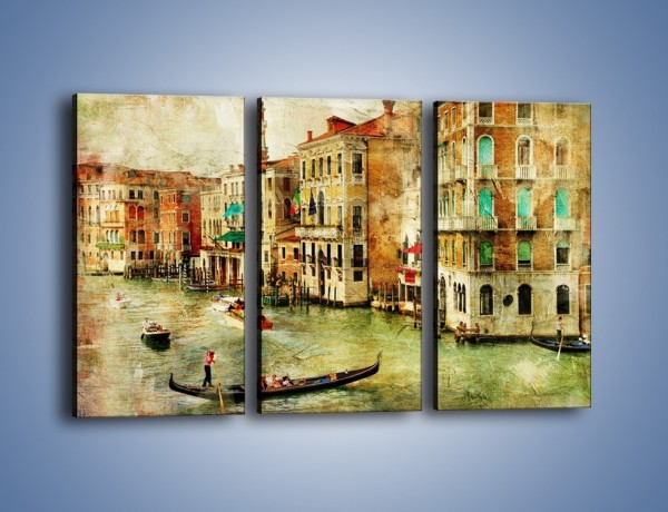 Obraz na płótnie – Weneckie Canal Grande w stylu vintage – trzyczęściowy AM643W2