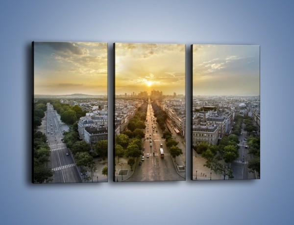 Obraz na płótnie – Zachód słońca nad Paryżem – trzyczęściowy AM649W2