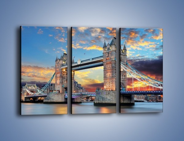 Obraz na płótnie – Tower Bridge o zachodzie słońca – trzyczęściowy AM669W2