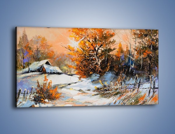 Obraz na płótnie – Zimowy klimat na wsi – jednoczęściowy panoramiczny GR027