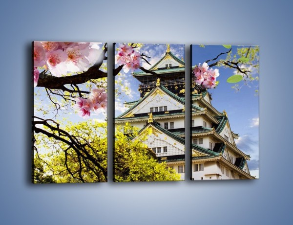 Obraz na płótnie – Zamek Ōsaka wśród kwiatów – trzyczęściowy AM704W2