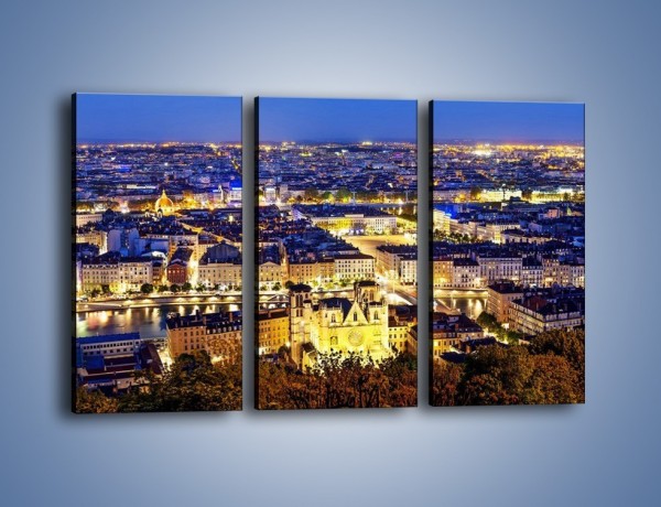 Obraz na płótnie – Nocna panorama Lyonu – trzyczęściowy AM707W2